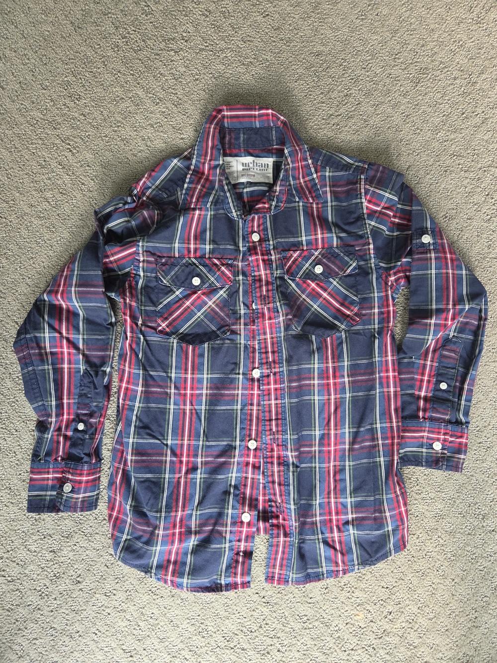 Kids Plaid Button-Up Shirt - Blue & Red